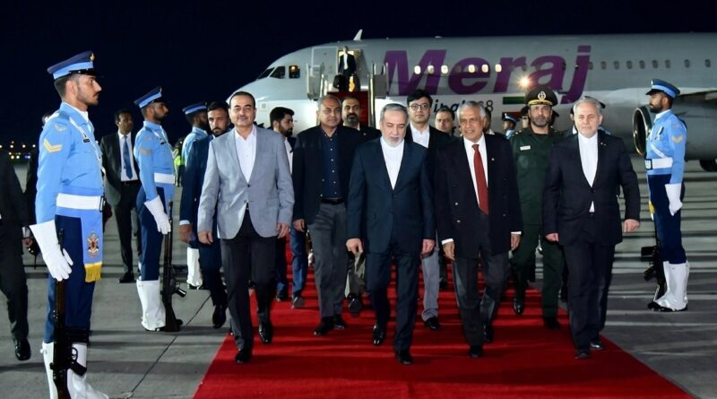 Iran's Foreign Minister Abbas Araghchi arrives at Nur Khan air base in Rawalpindi, near Islamabad on Friday. He was met by Pakistan's Foreign Minister Ishaq Dar and Army Chief Syed Asim Munir ahead of Iran-US peace negotiations. (Pakistan's Prime Minister Office/AFP), Photo via: Arab News